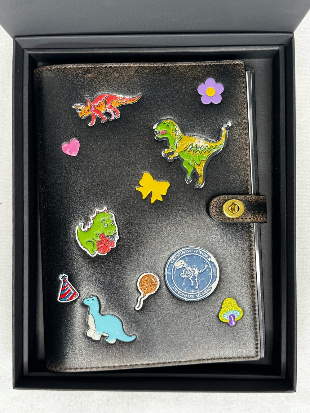 COACH Rexy 10th Birthday Turnlock Loved Leather Notebook w/ Sticker Print CEG43